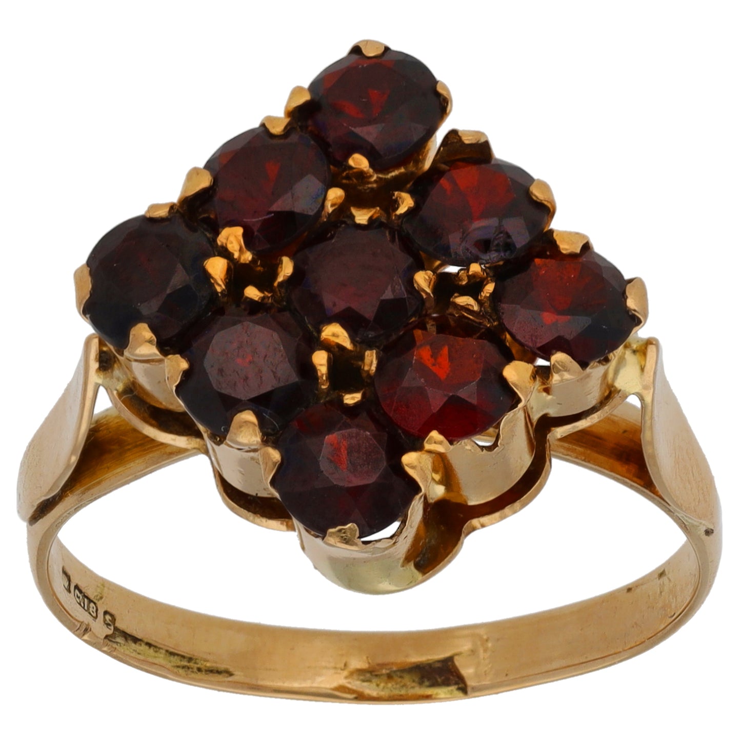 18ct Gold Garnet Dress/Cocktail Ring Size R