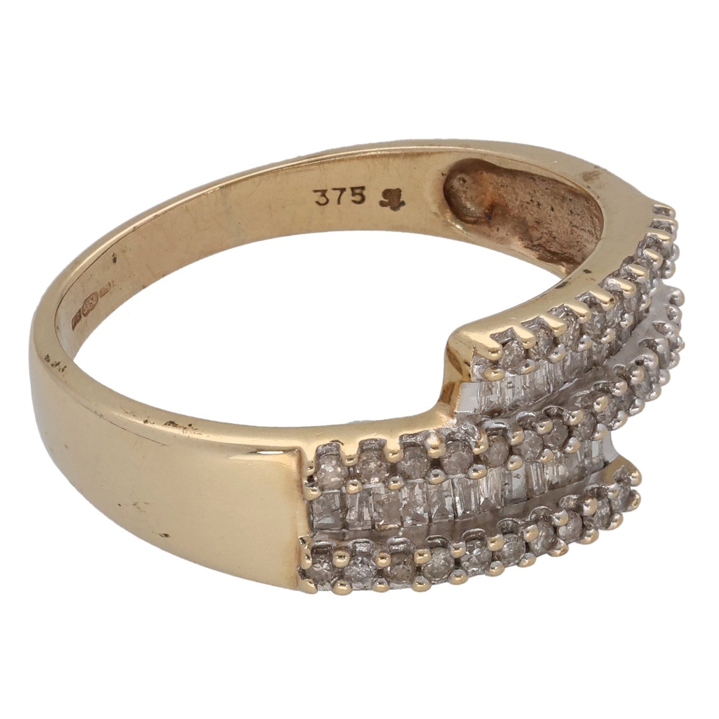 9ct Gold 0.50ct Diamond Dress/Cocktail Ring Size P