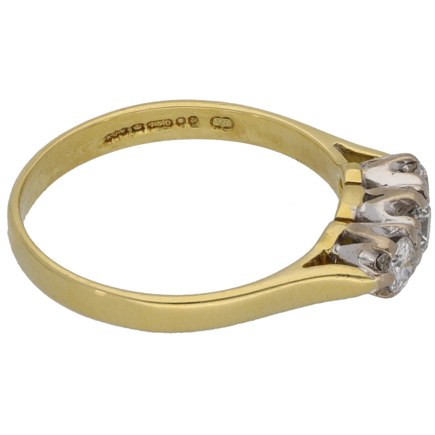 18ct Gold 0.40ct Diamond Trilogy Ring Size N