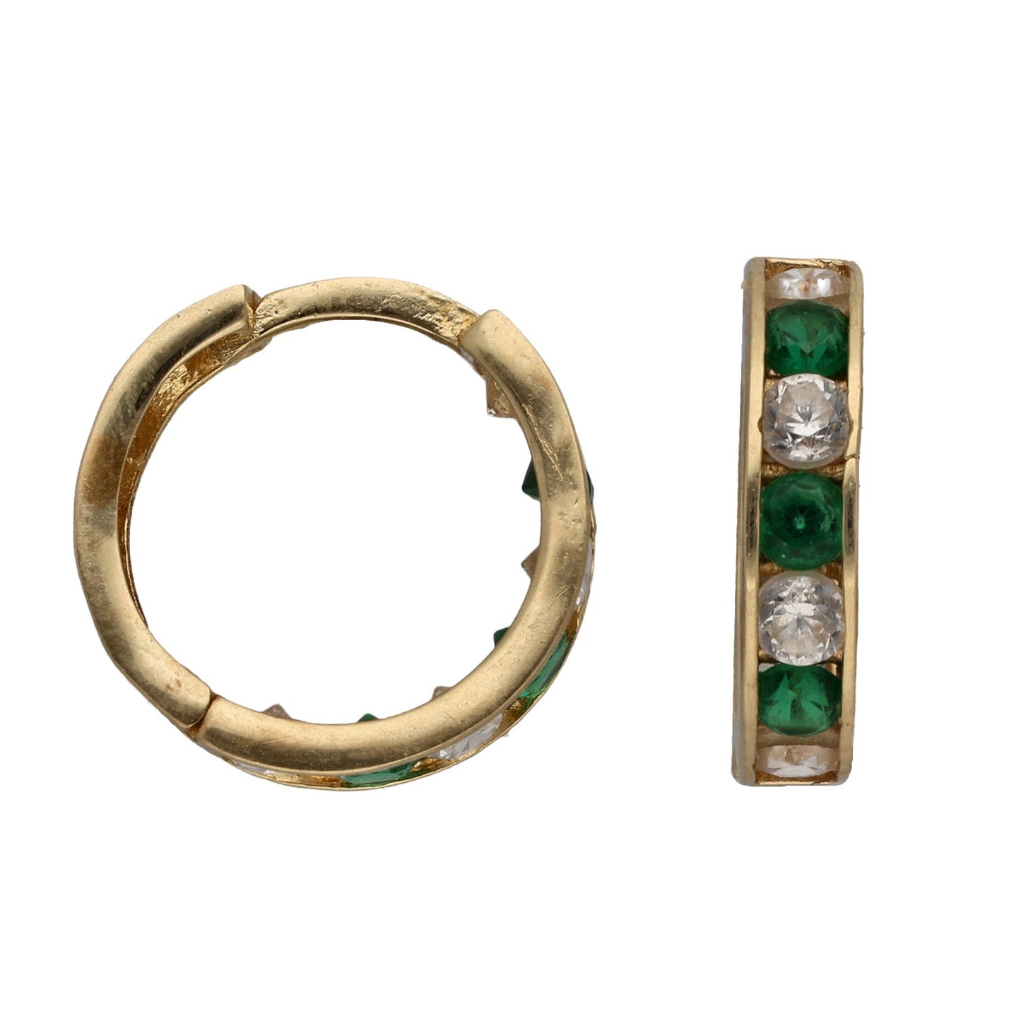 14ct Gold Imitation Gems Hoop Earrings