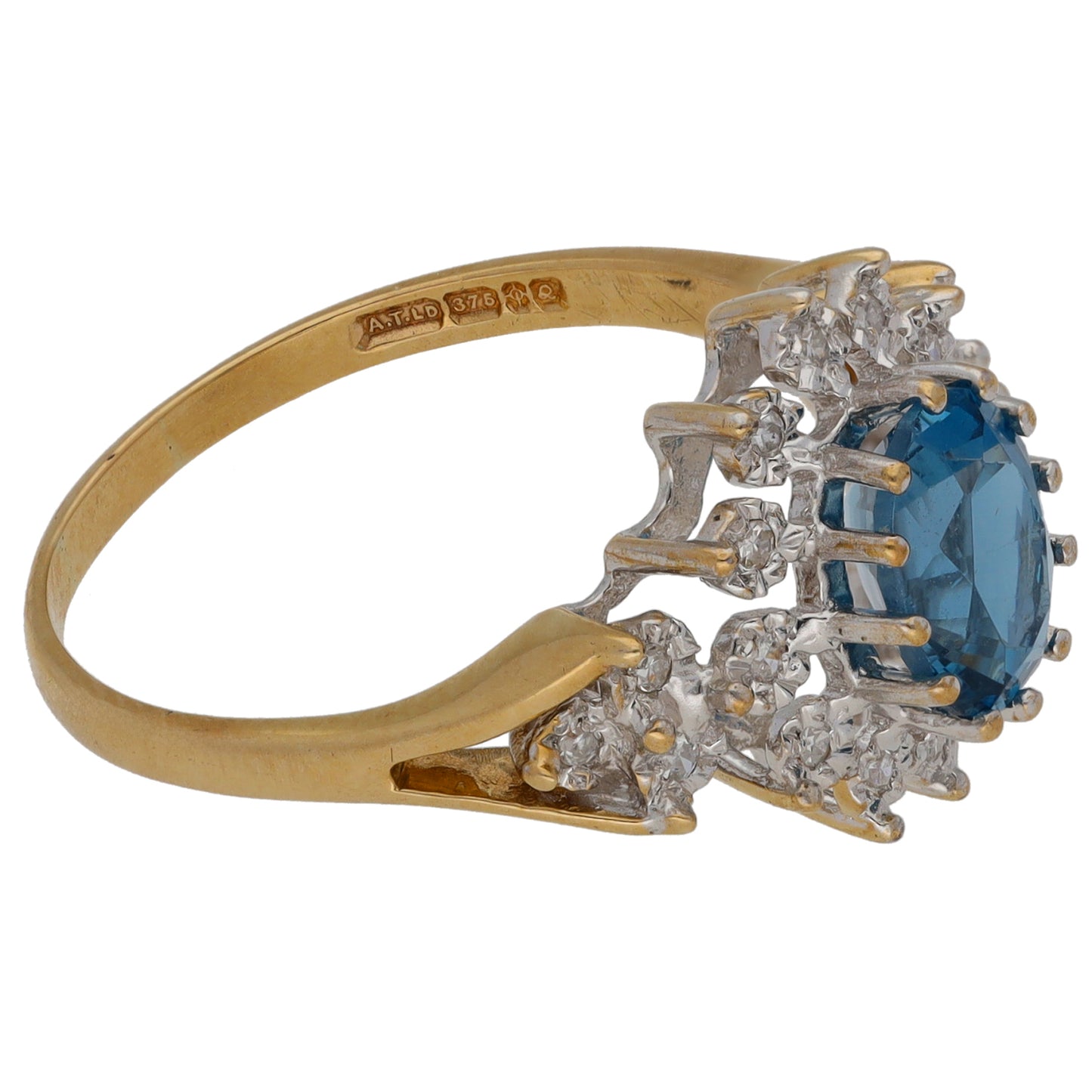 9ct Gold Topaz & 0.09ct Diamond Dress/Cocktail Ring Size P