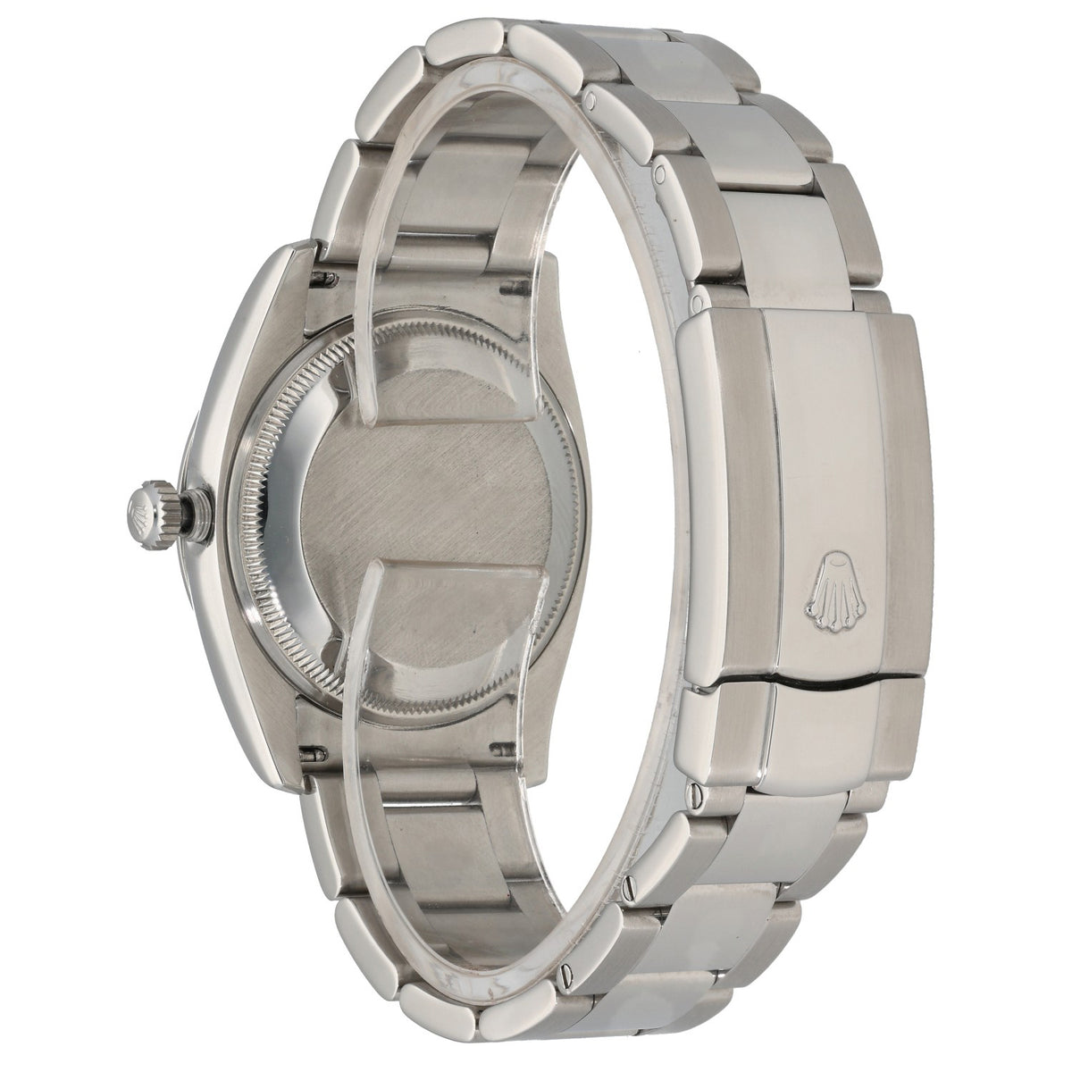 Rolex Date 115200, 34mm stainless steel case and Oyster bracelet, rear watch image