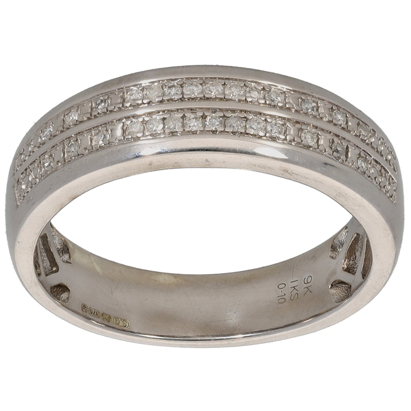9ct White Gold 0.13ct Diamond Dress/Cocktail Ring Size S