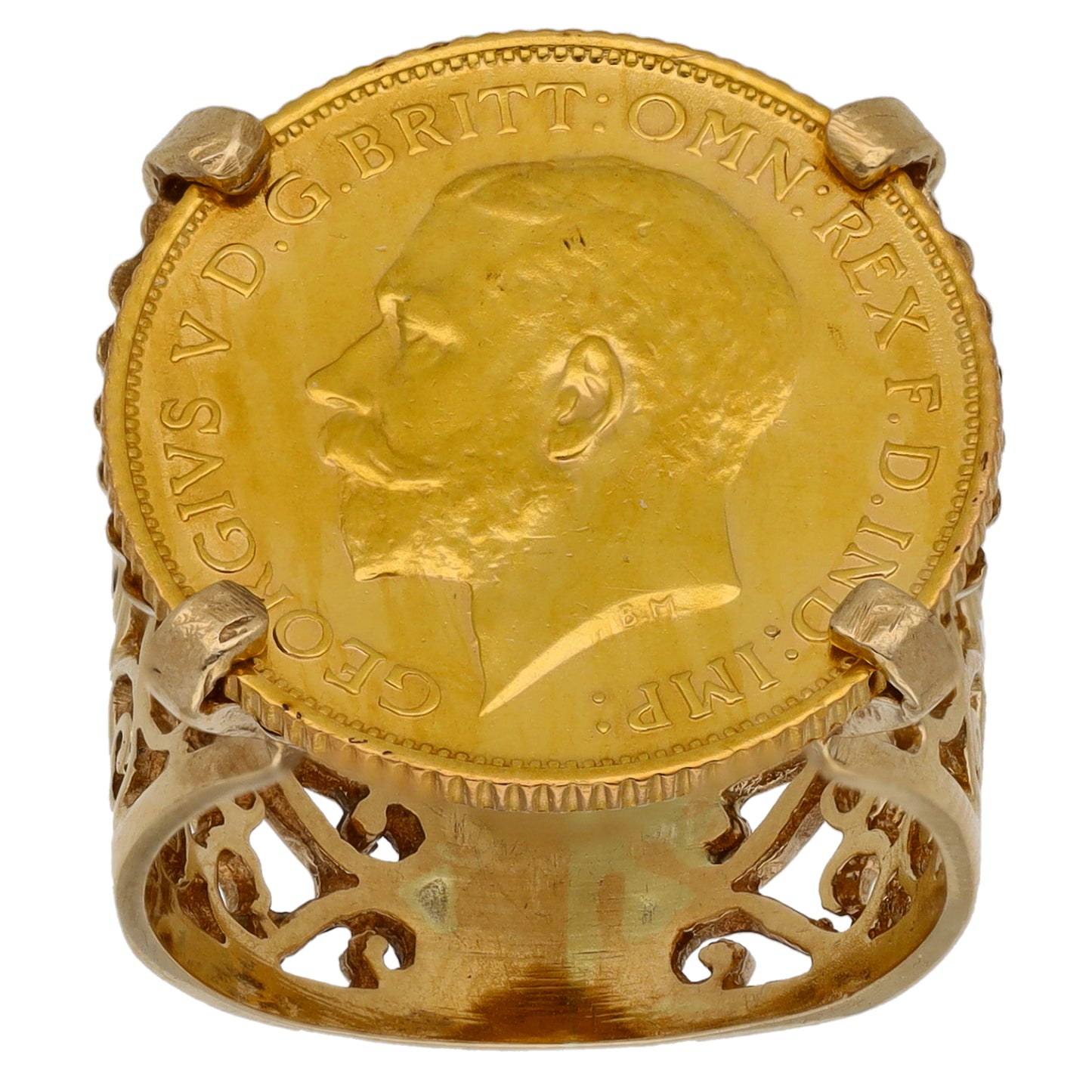 9ct Gold Half Sovereign Coin Ring Size M