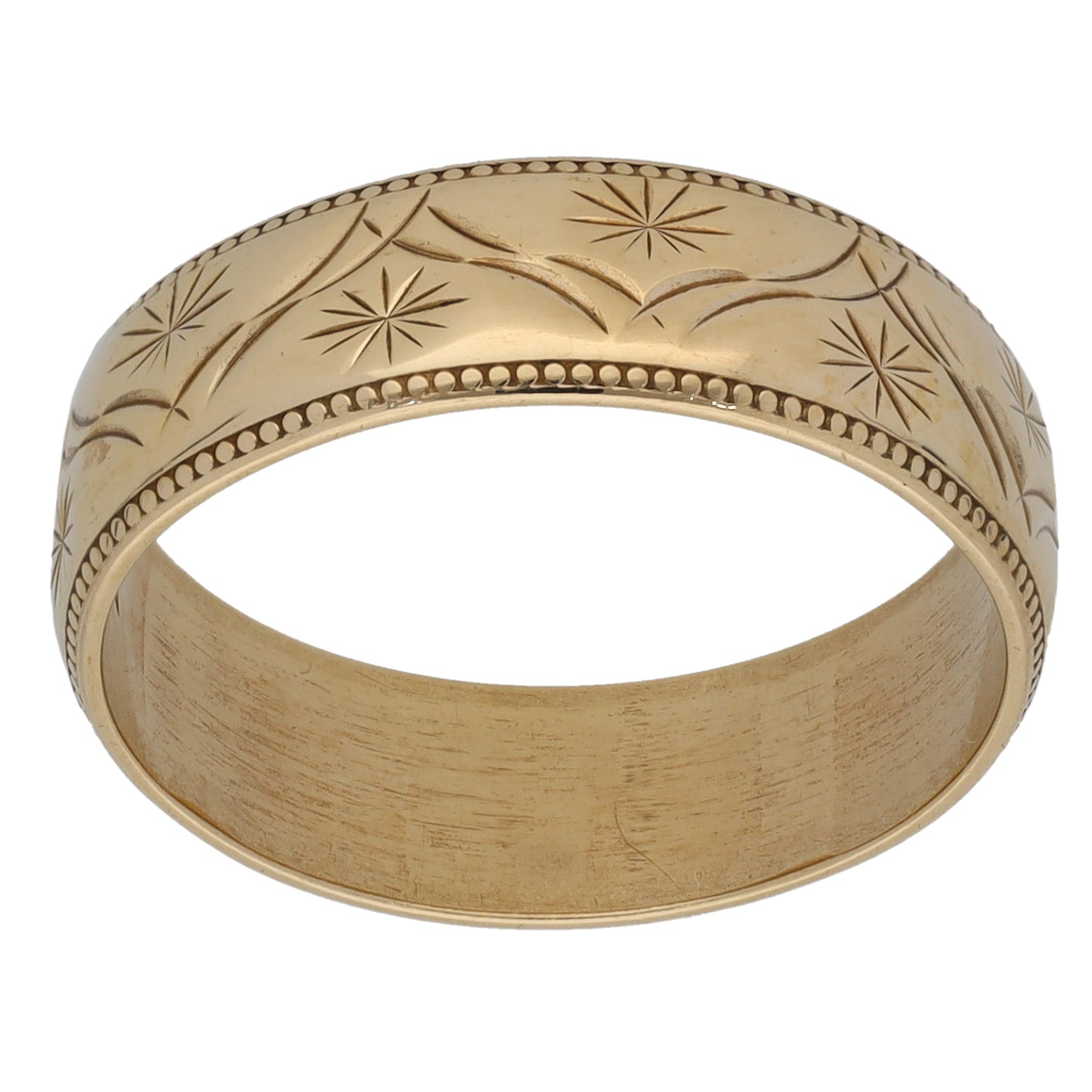 9ct Gold Patterned Wedding Ring Size O