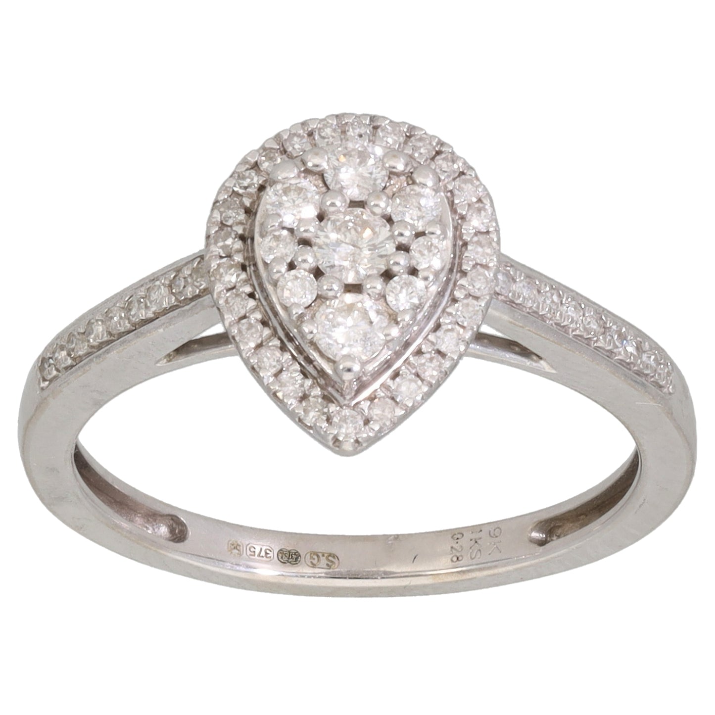 9ct White Gold 0.28ct Diamond Cluster Ring Size M