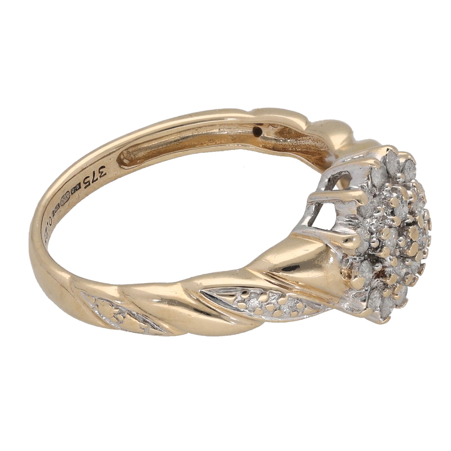 9ct Gold 0.25ct Diamond Cluster Ring Size K