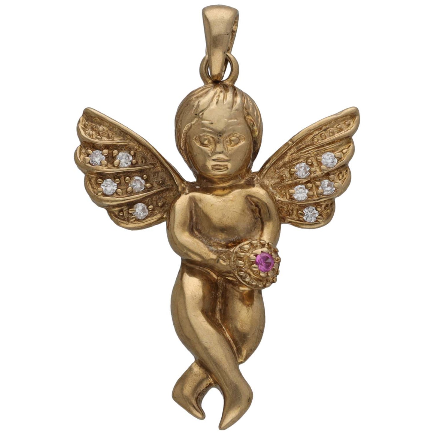 9ct Gold Imitation Gems Cherub Pendant