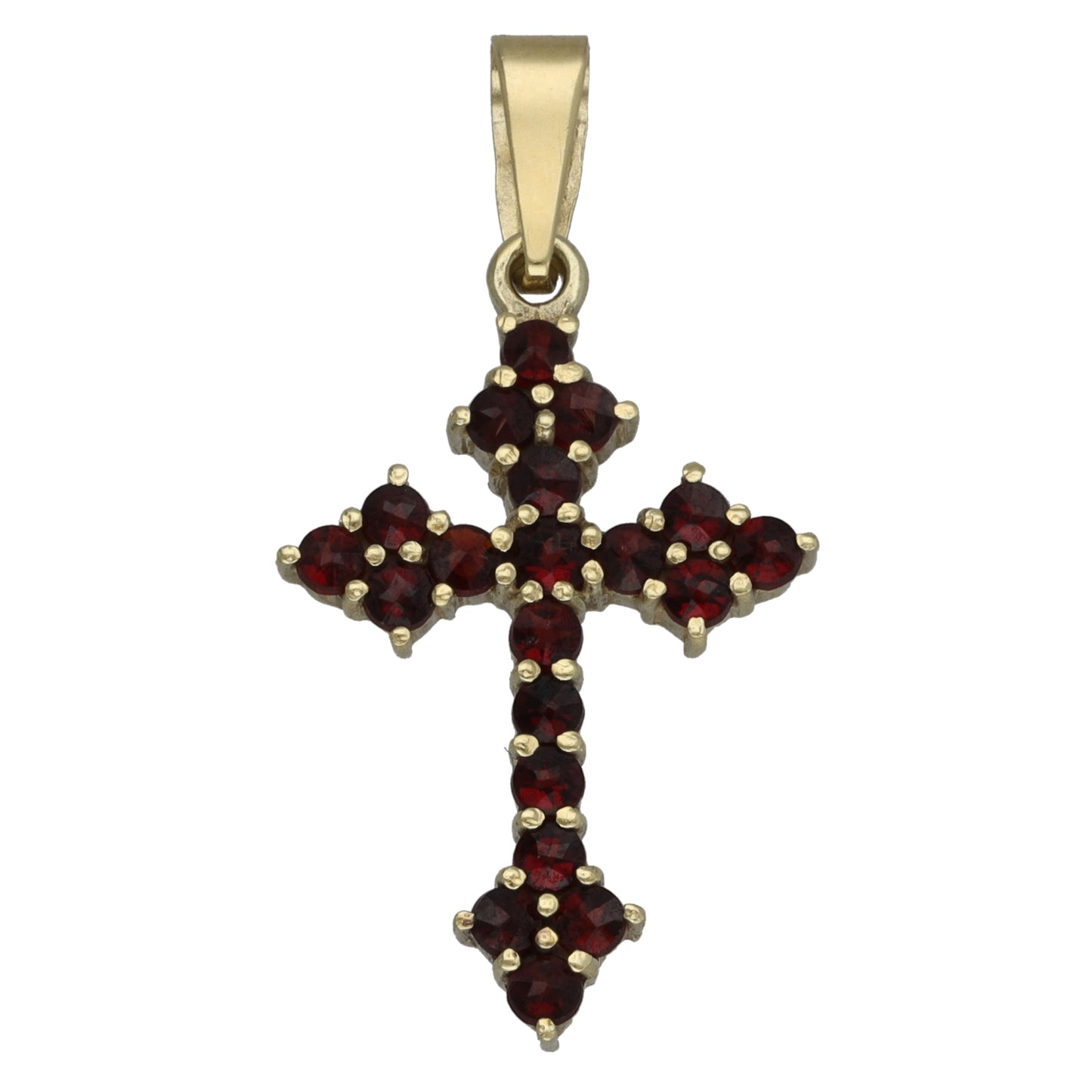 14ct Gold Garnet Cross Pendant