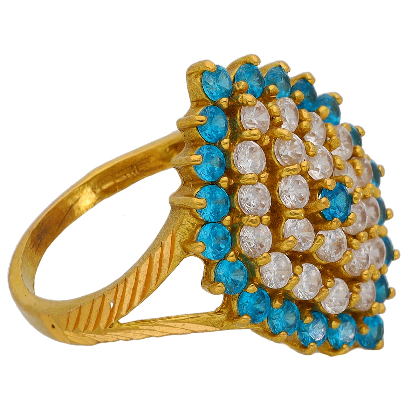 22ct Gold Imitation Gems Dress/Cocktail Ring Size N