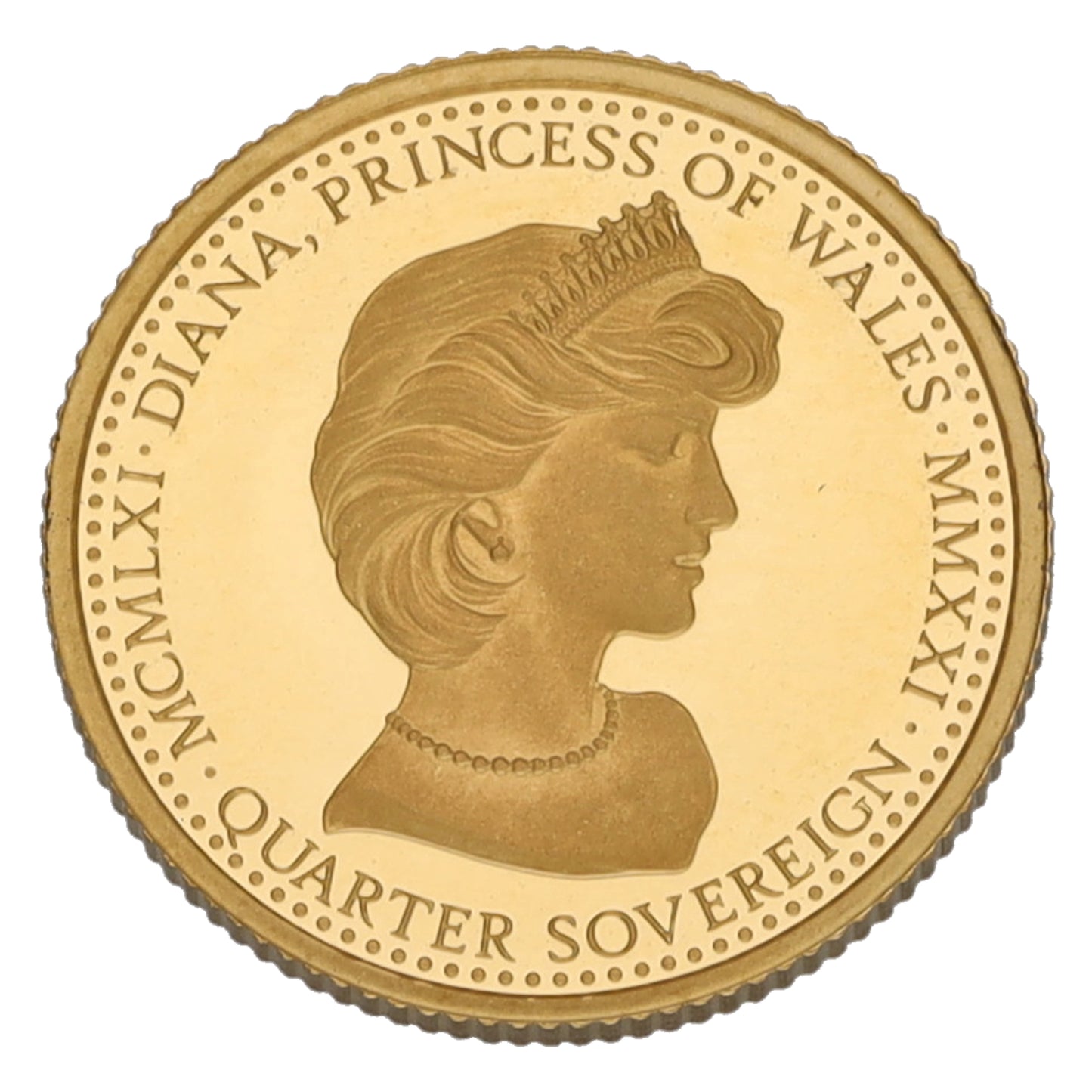 22ct Gold Diana Princess Of Wales Quarter Sovereign Coin 2021
