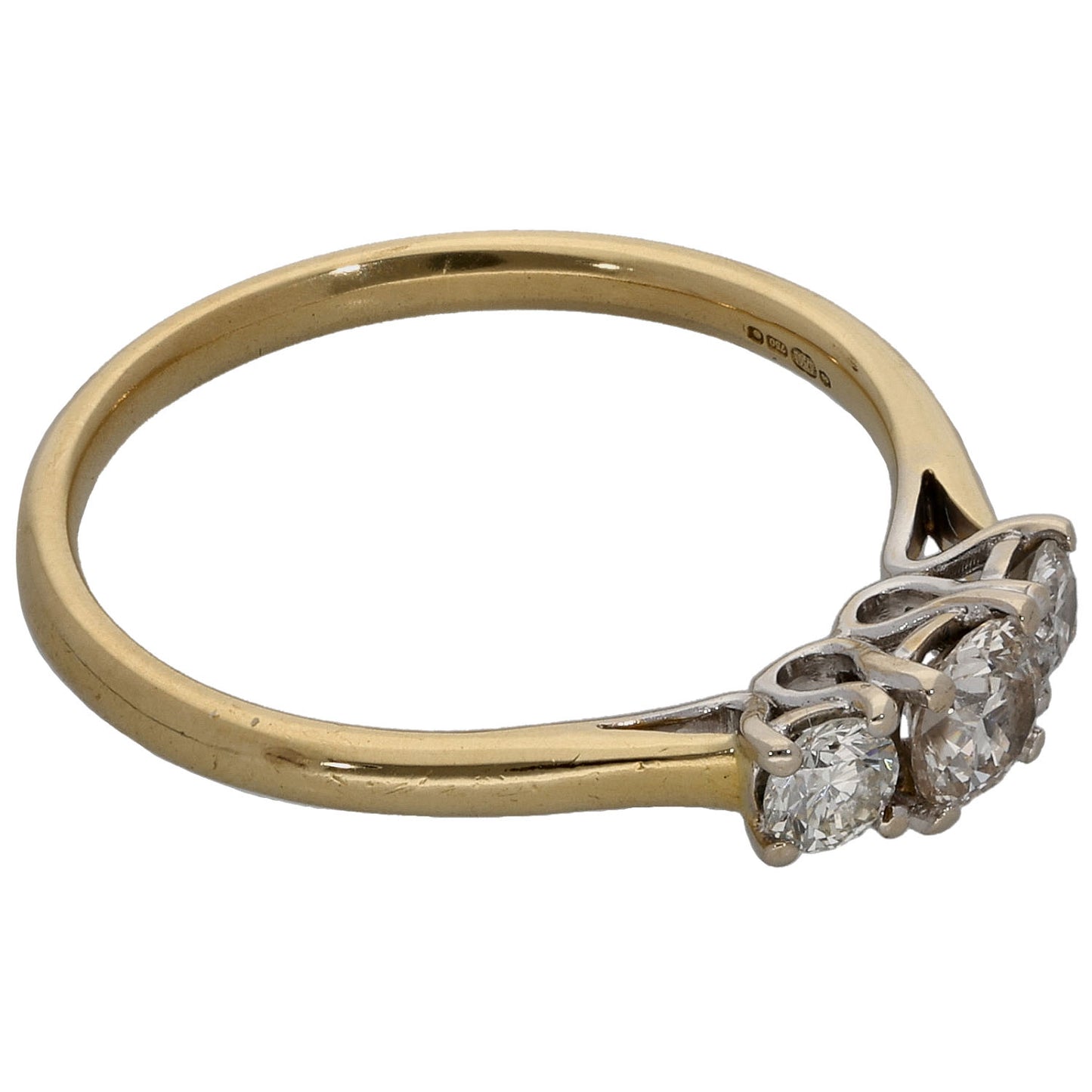 18ct Gold 0.50ct Diamond Trilogy Ring Size N