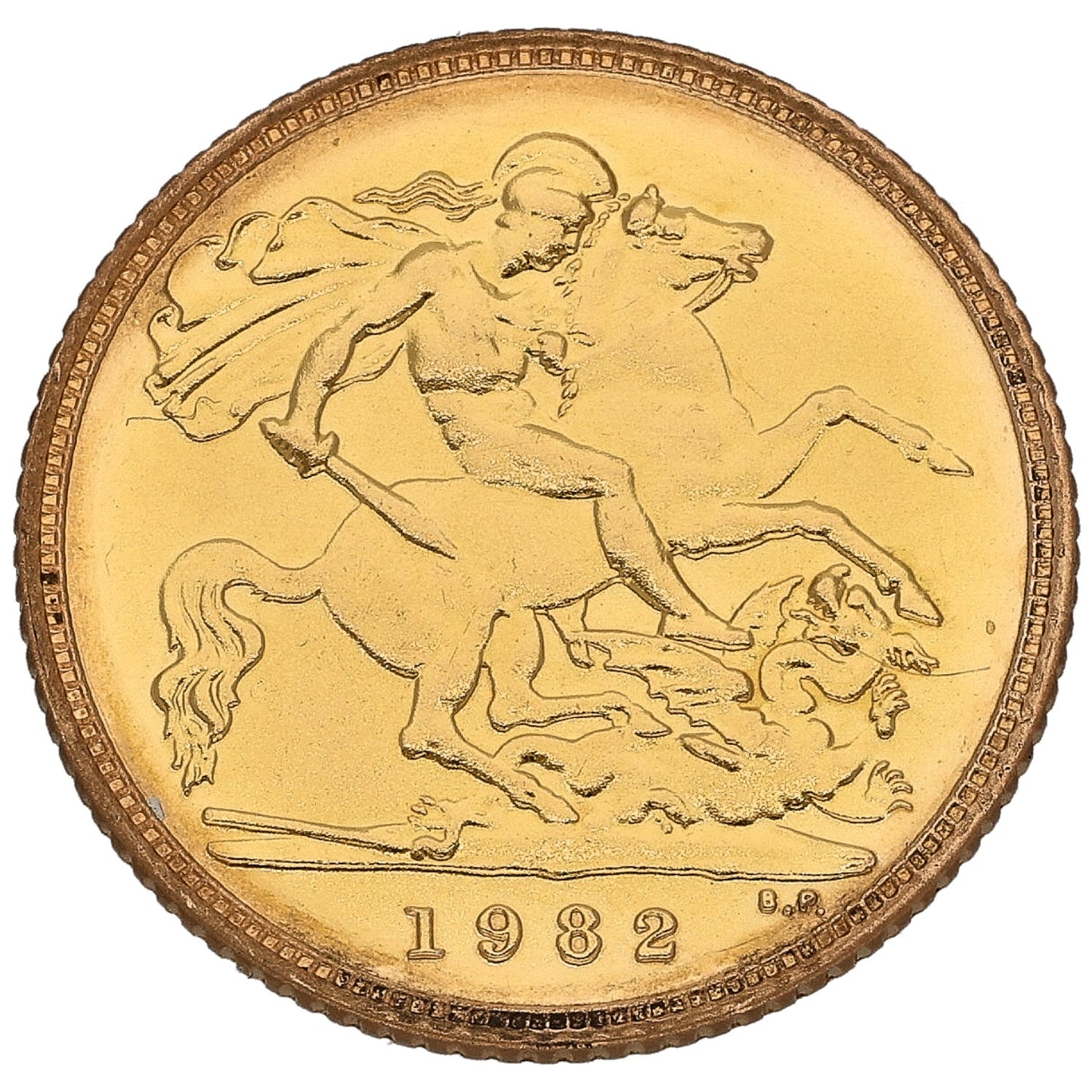 22ct Gold Queen Elizabeth II Half Sovereign Coin 1982