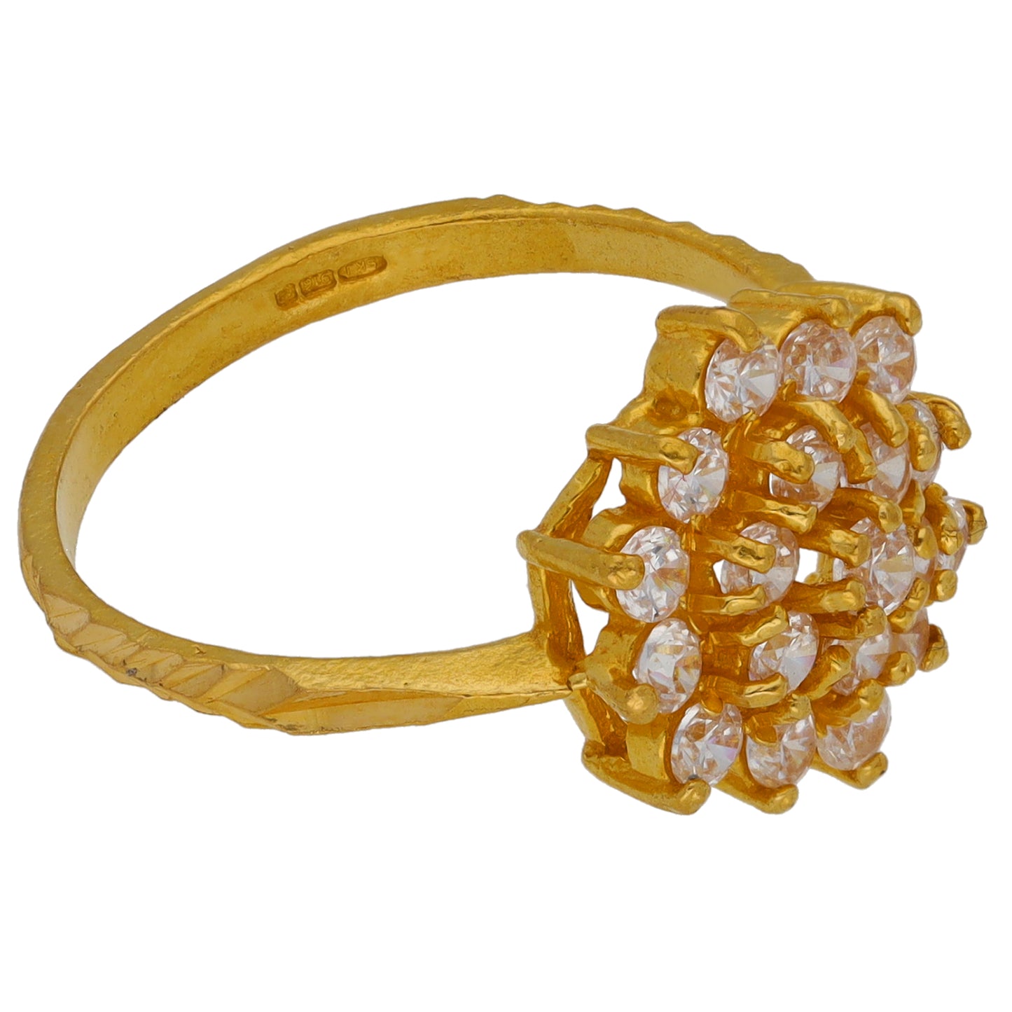 22ct Gold Cubic Zirconia Cluster Ring Size P