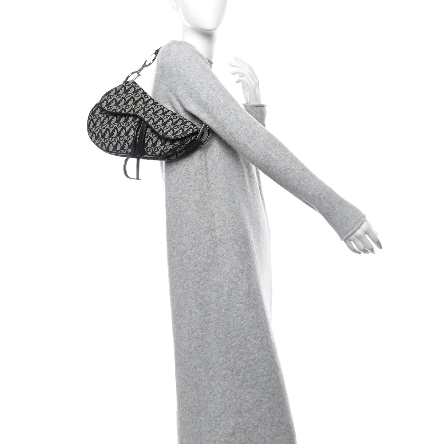 Christian Dior Saddle Oblique Canvas Bag - Black & Grey