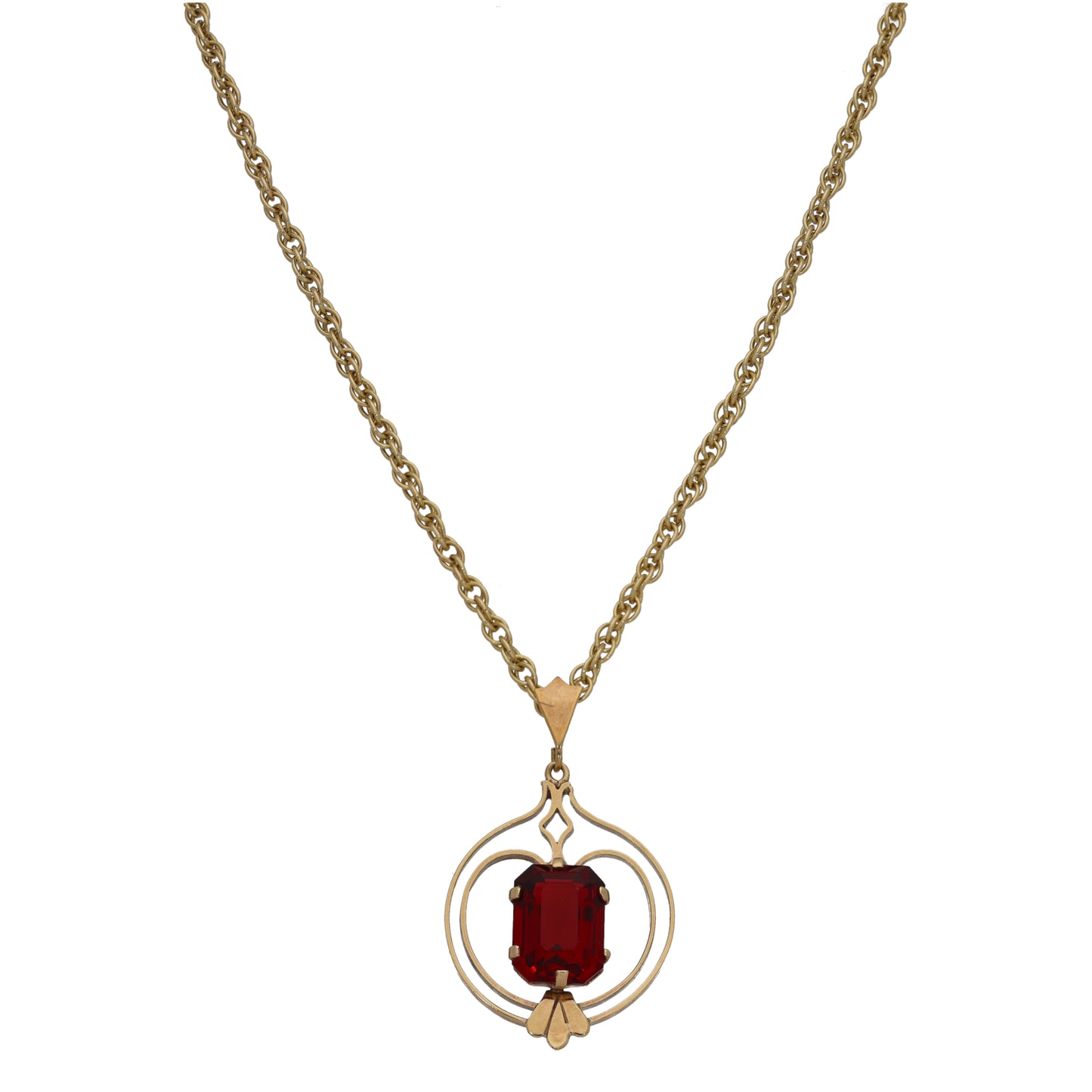 9ct Gold Imitation Dress/Cocktail Pendant With Chain