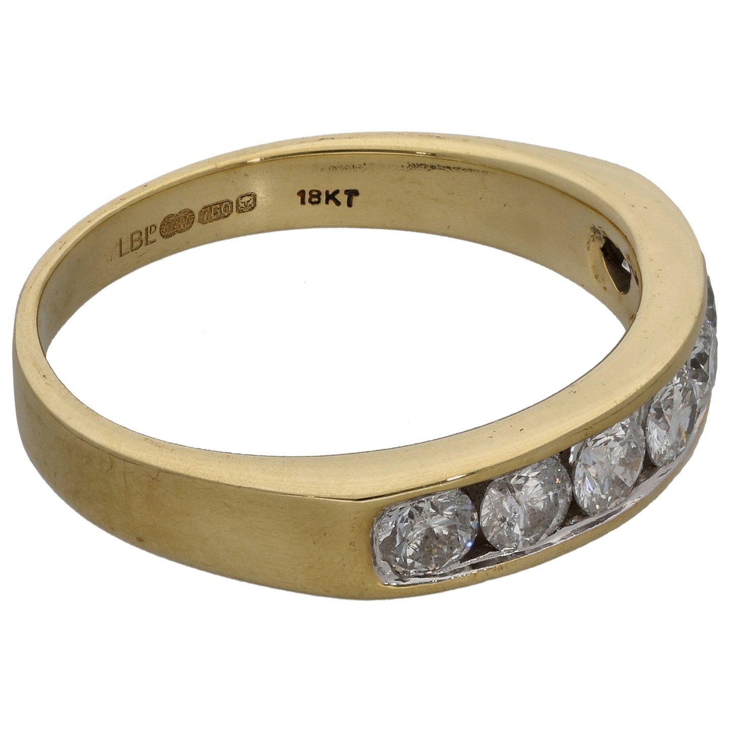 18ct Gold 1.00ct Diamond Half Eternity Ring Size S