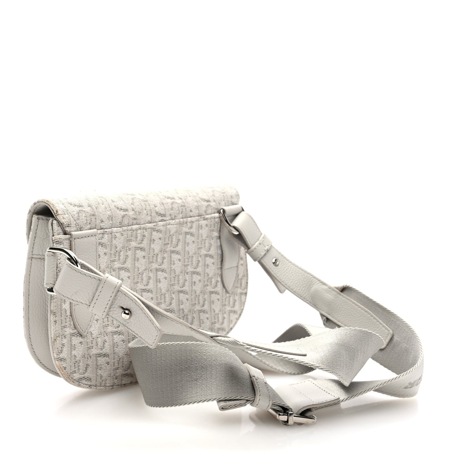 Christian Dior Saddle Oblique Coated Canvas Bag - White & Grey