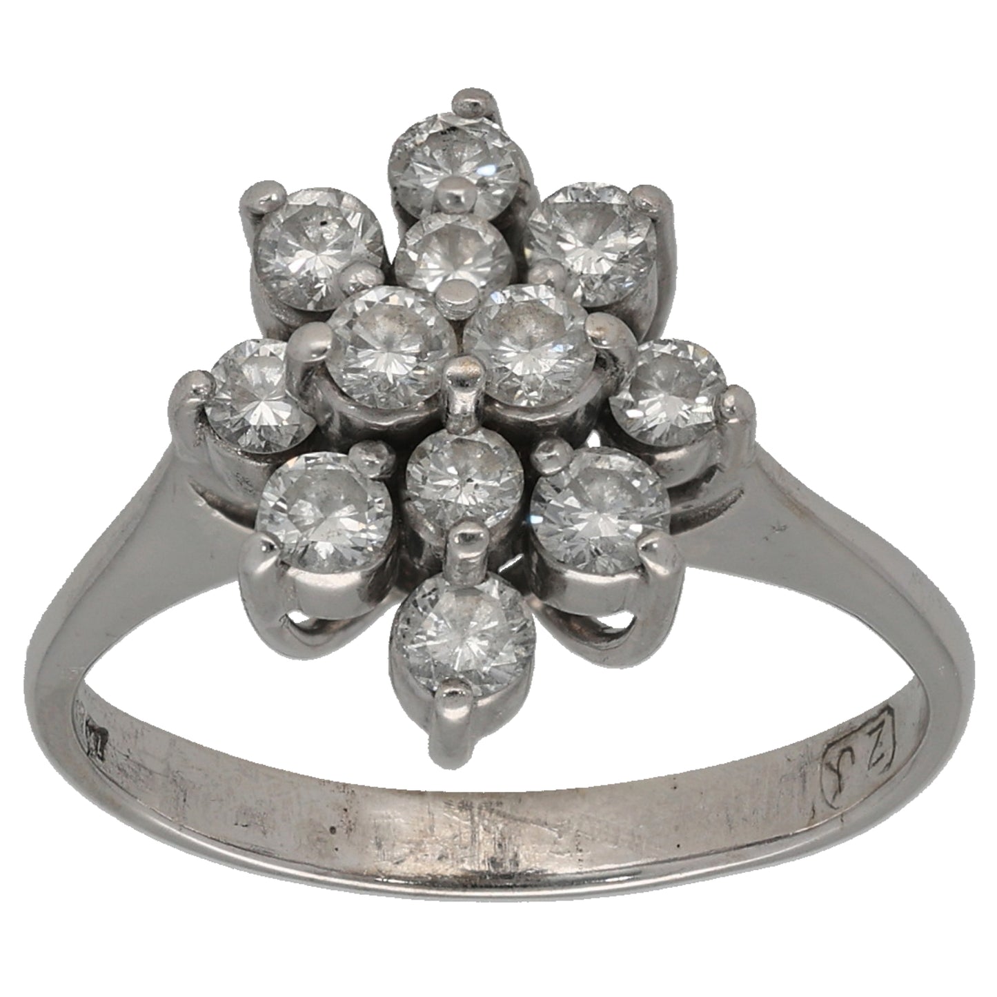 18ct White Gold 0.84ct Diamond Cluster Ring Size N