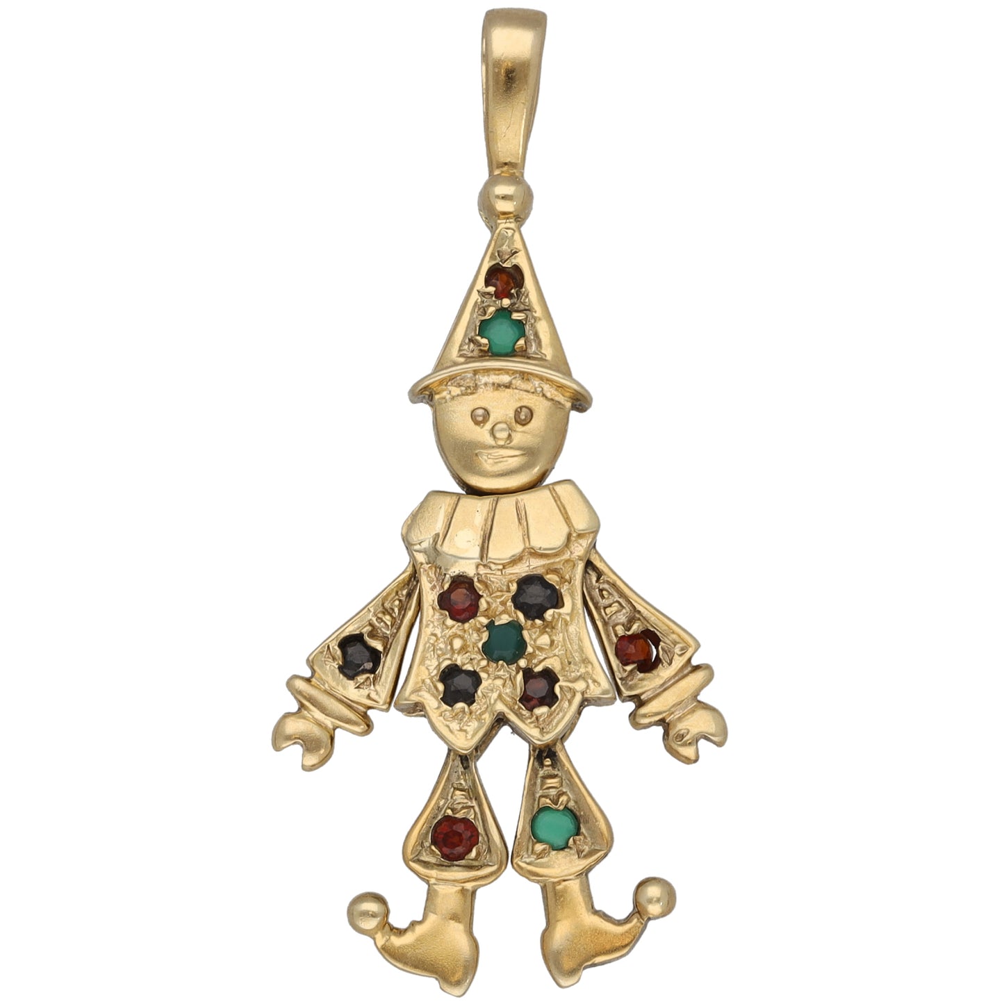 9ct Gold Garnet, Emerald & Sapphire Clown Pendant