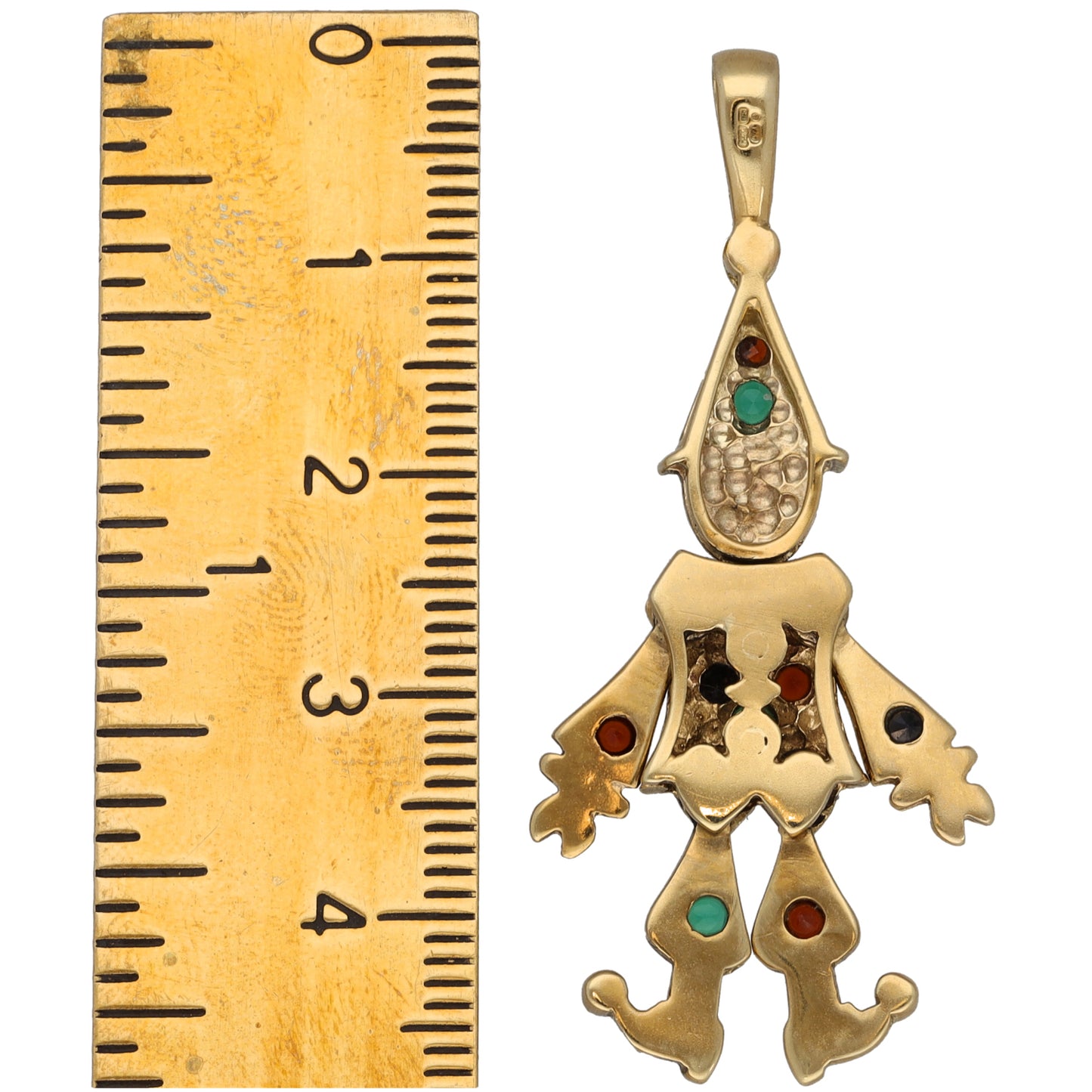 9ct Gold Garnet, Emerald & Sapphire Clown Pendant