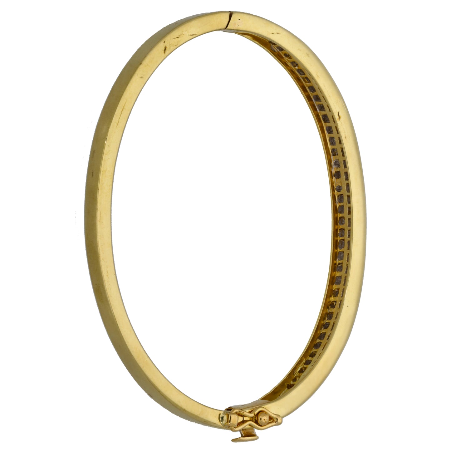 18ct Gold 3.80ct Square Diamond Hinged/Clasp Bangle