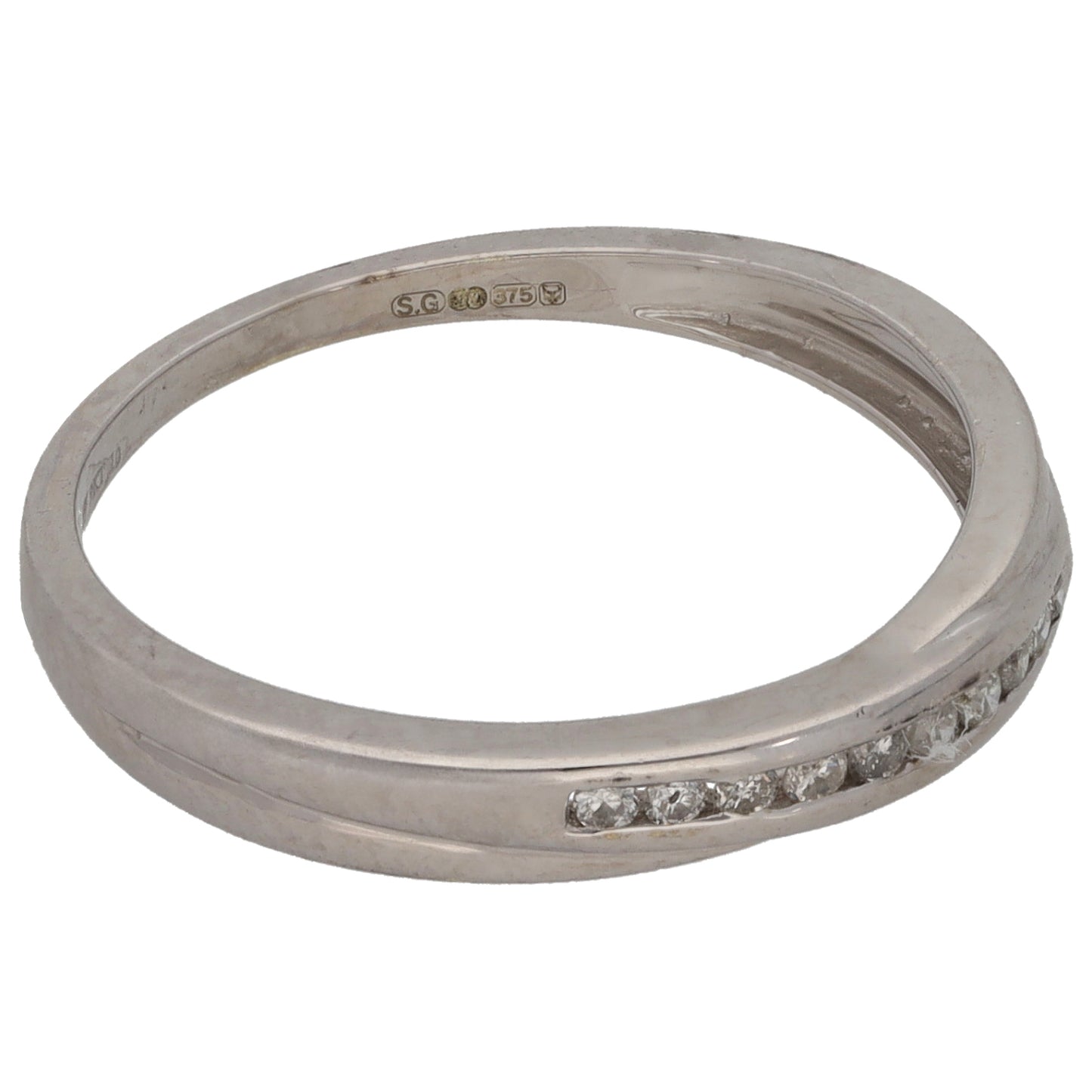 9ct White Gold 0.10ct Diamond Half Eternity Ring Size N