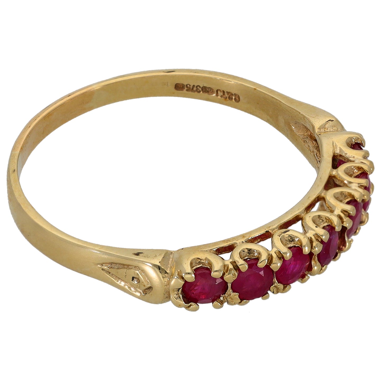 9ct Gold Ruby Half Eternity Ring Size V