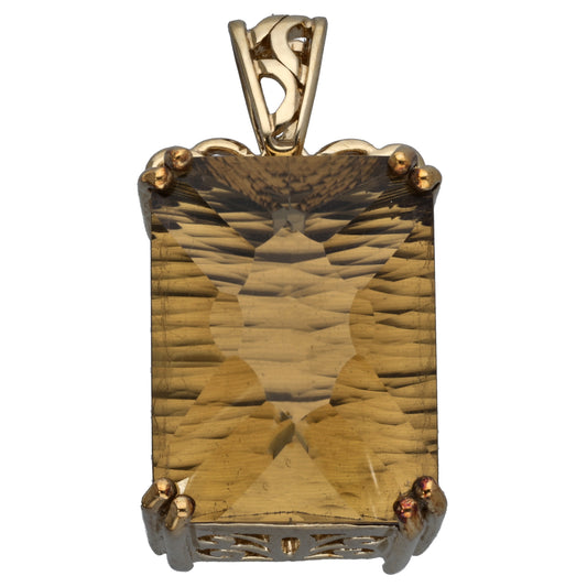 9ct Gold Quartz Single Stone Pendant