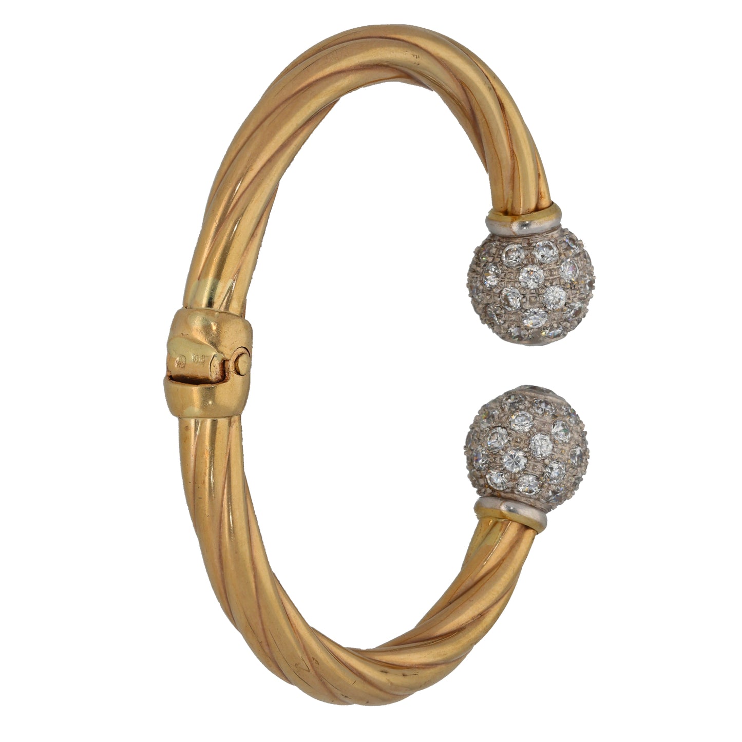 9ct Gold Cubic Zirconia Hinged/Clasp Bangle