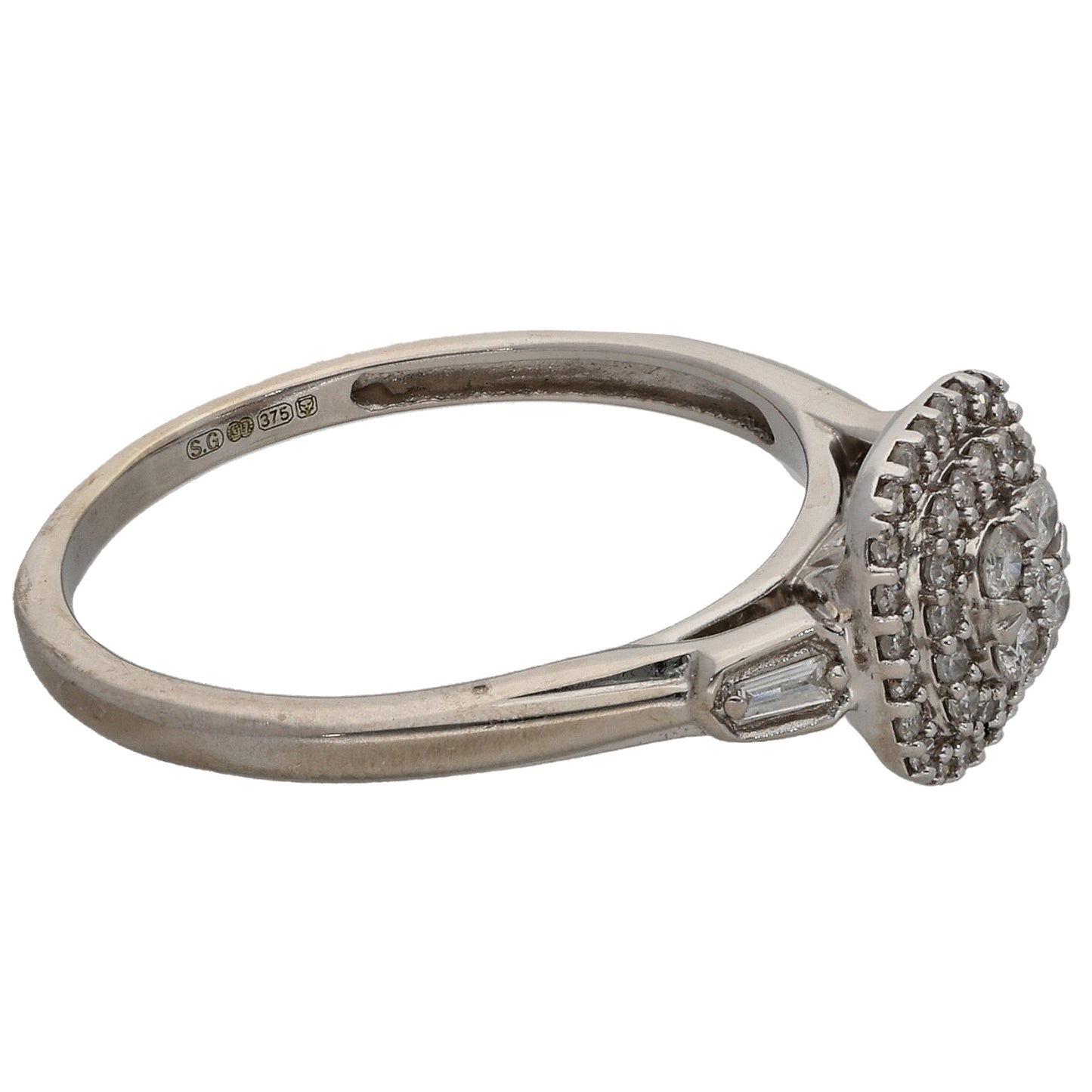 9ct White Gold 0.275ct Diamond Cluster Ring Size M