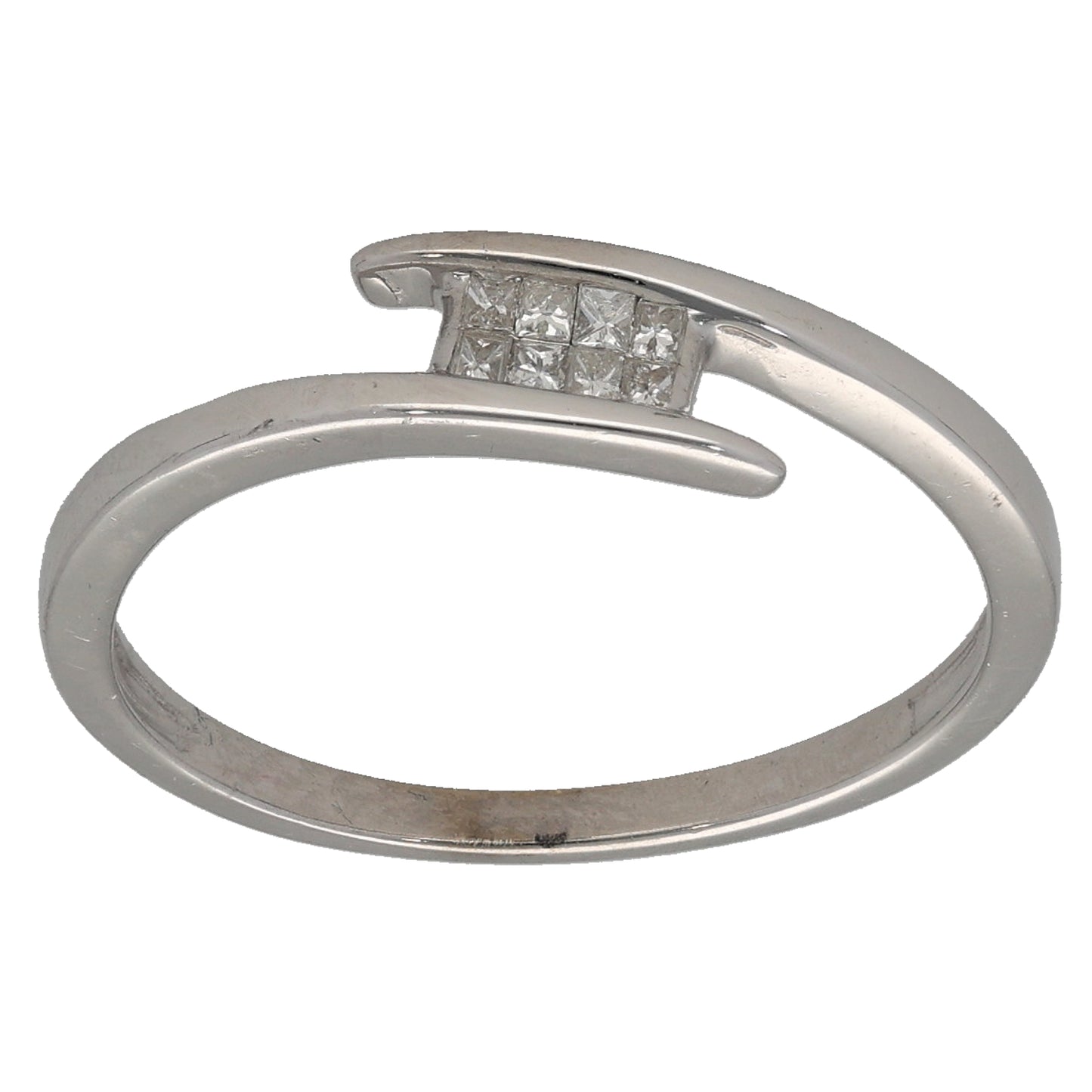 9ct White Gold 0.10ct Diamond Dress/Cocktail Ring Size N