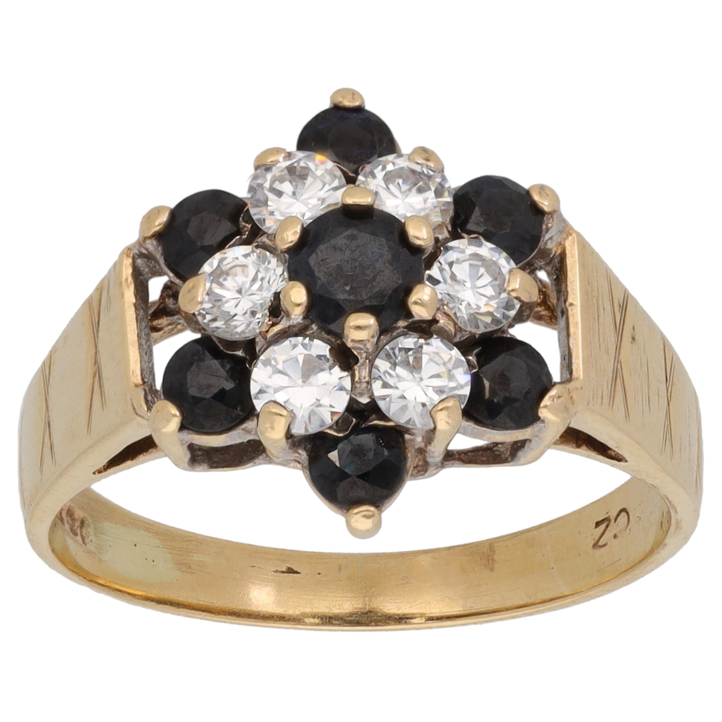 9ct Gold Sapphire & Cubic Zirconia Dress/Cocktail Ring Size N