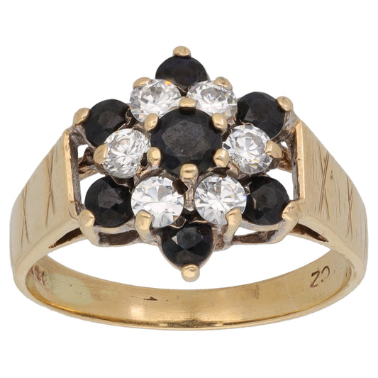 9ct Gold Sapphire & Cubic Zirconia Dress/Cocktail Ring Size N
