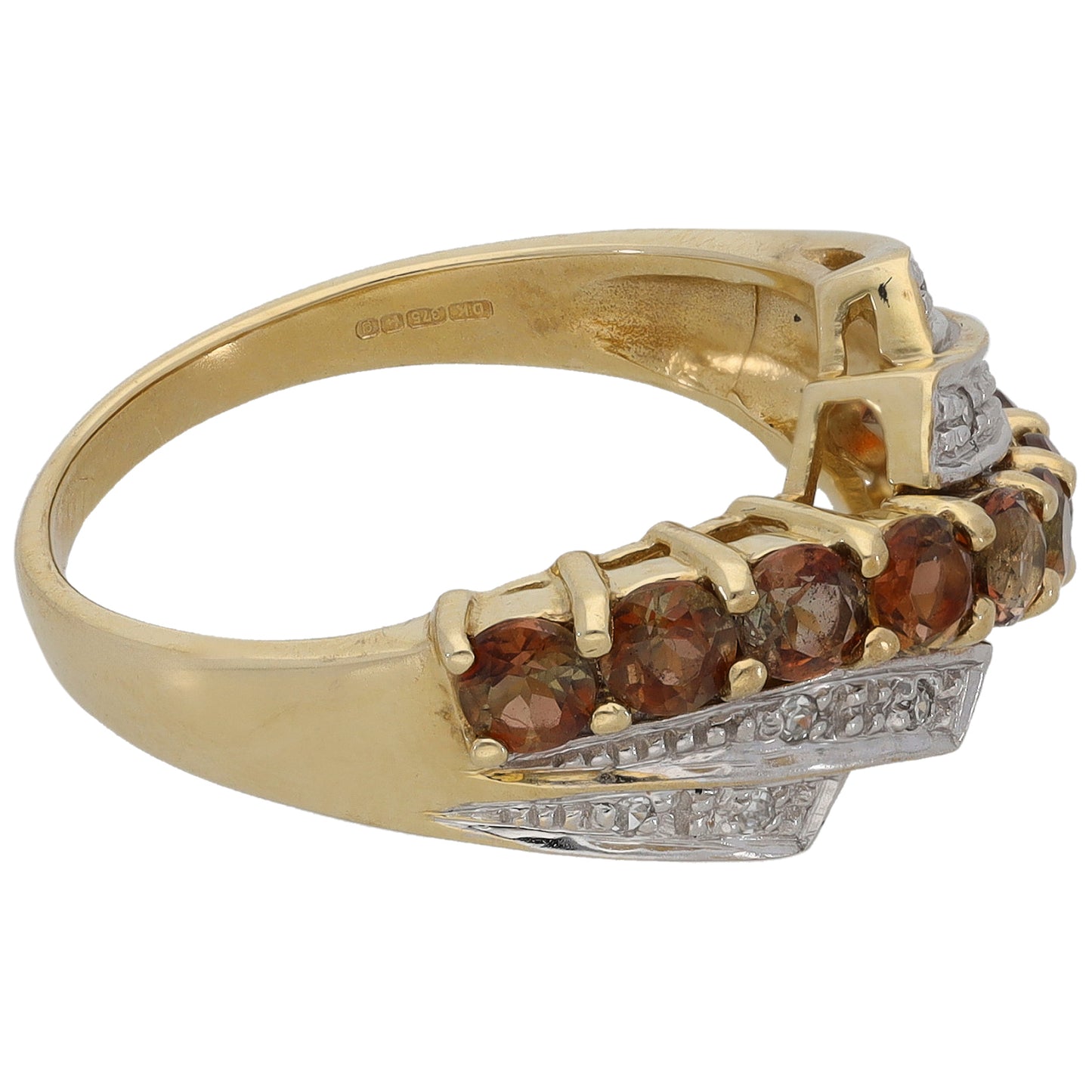 9ct Gold Andesine & 0.04ct Diamond Dress/Cocktail Ring Size N