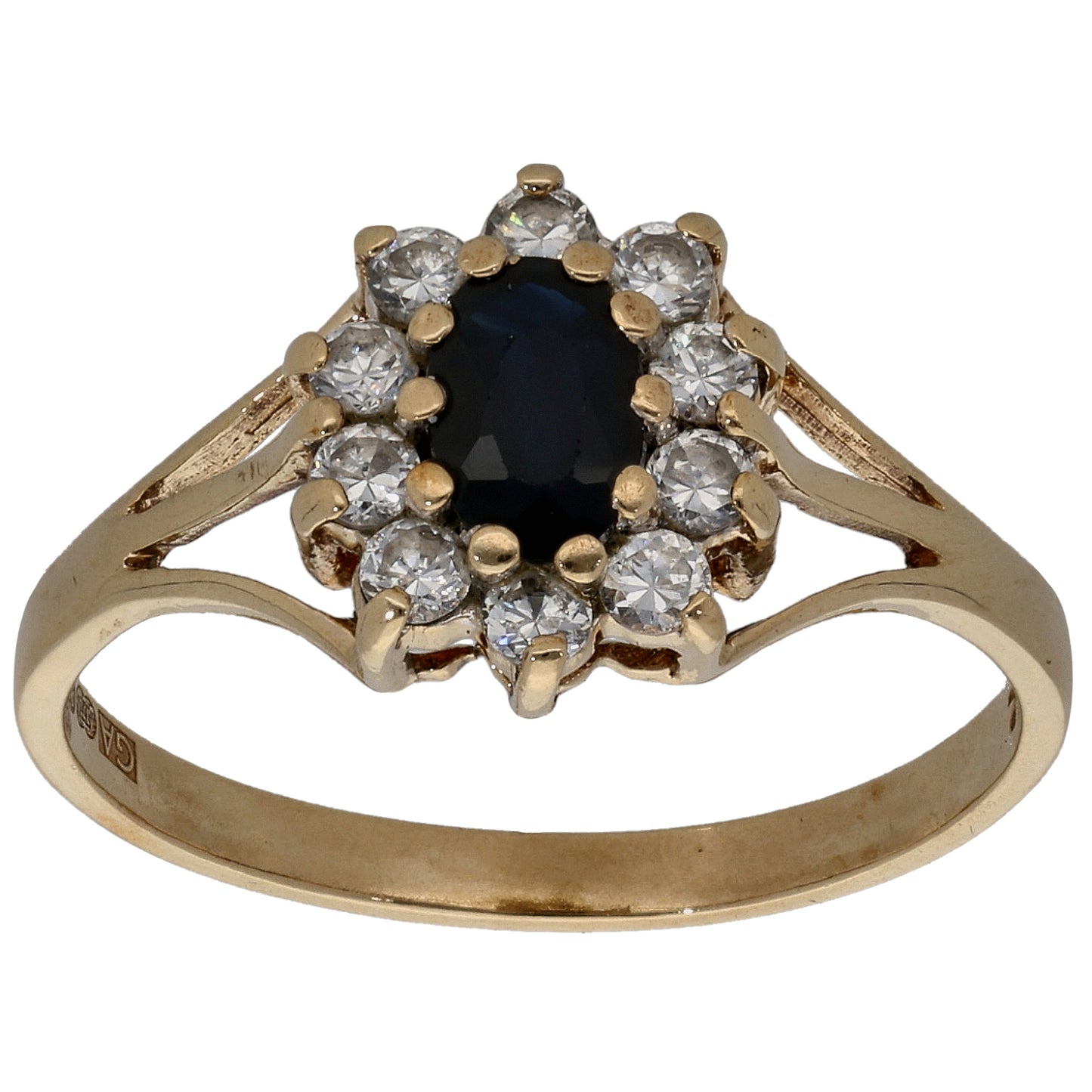 9ct Gold Sapphire & Cubic Zirconia Dress/Cocktail Ring Size O
