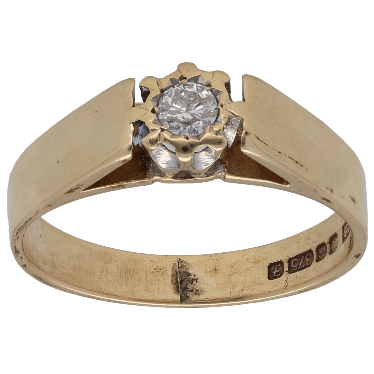 9ct Gold 0.10ct Diamond Solitaire Ring Size L