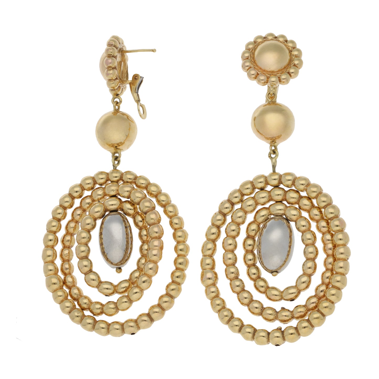 18ct Bi-Colour Gold Drop Earrings