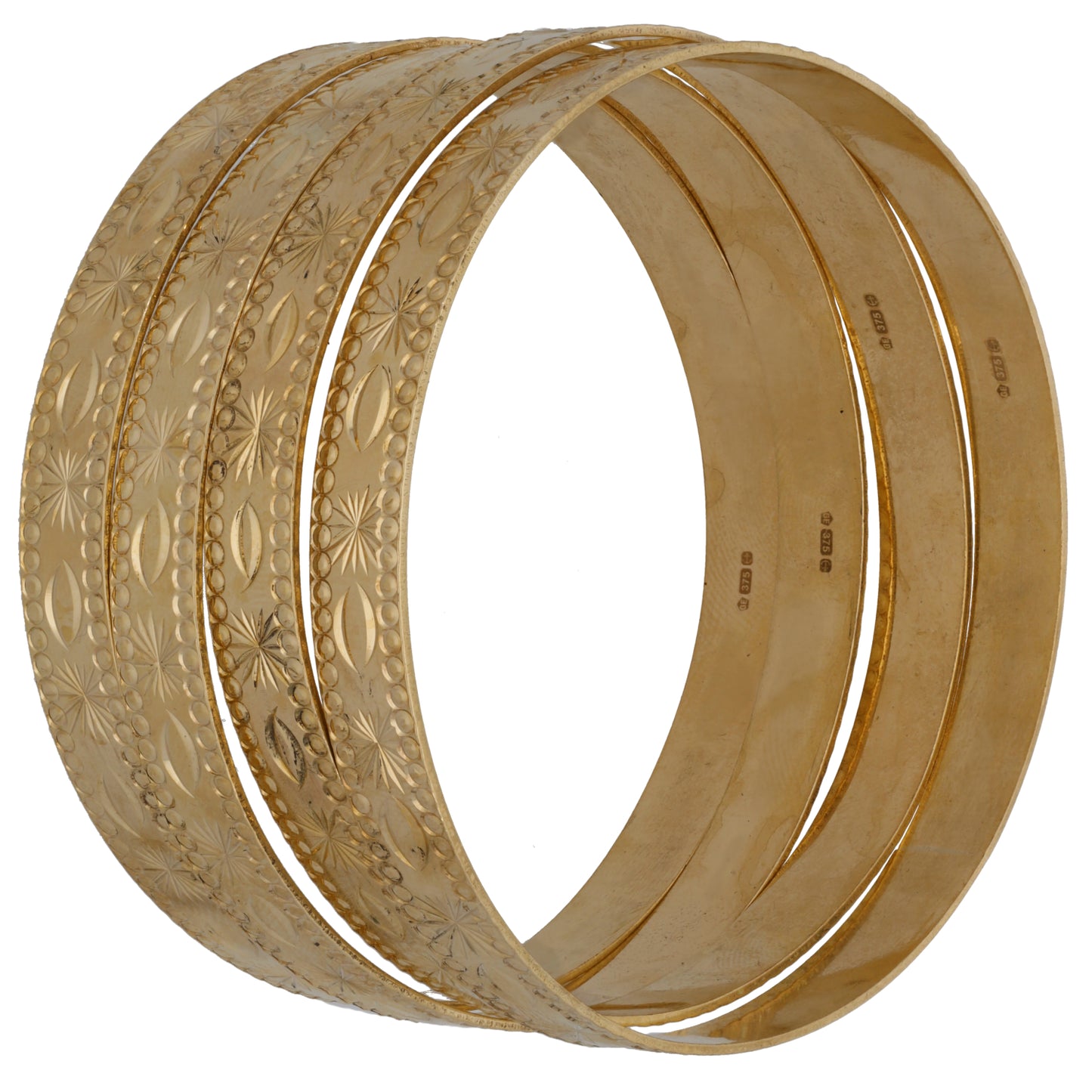 9ct Gold Set of Patterned Bangles