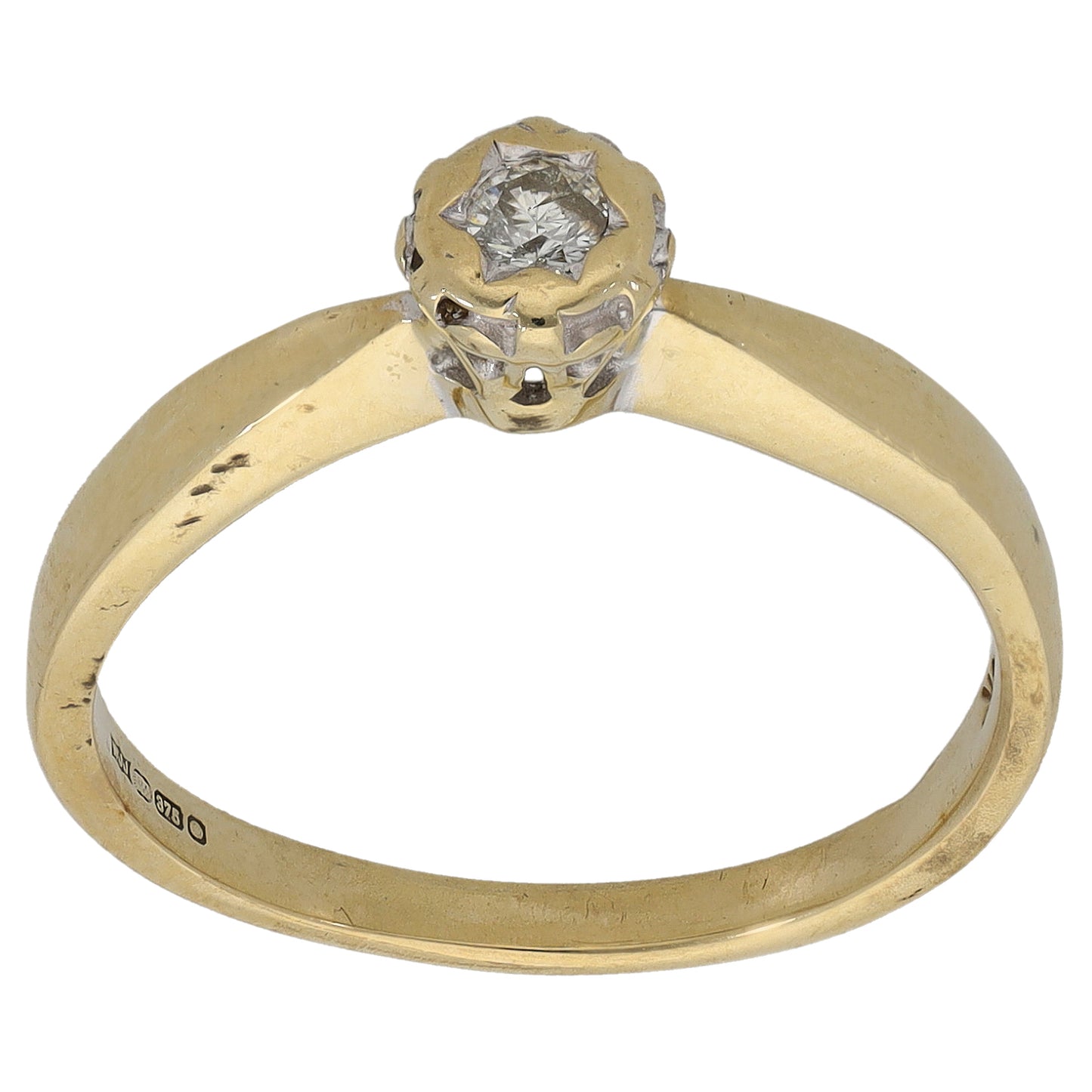 9ct Gold 0.07ct Diamond Solitaire Ring Size Q