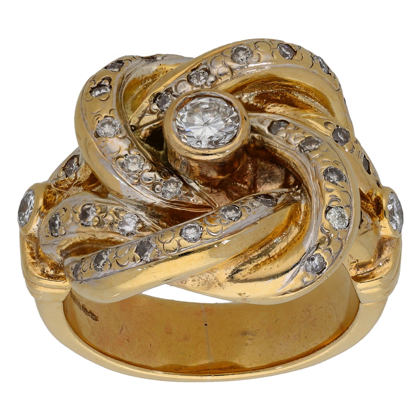 9ct Gold 1.07ct Diamond Knot Ring Size W
