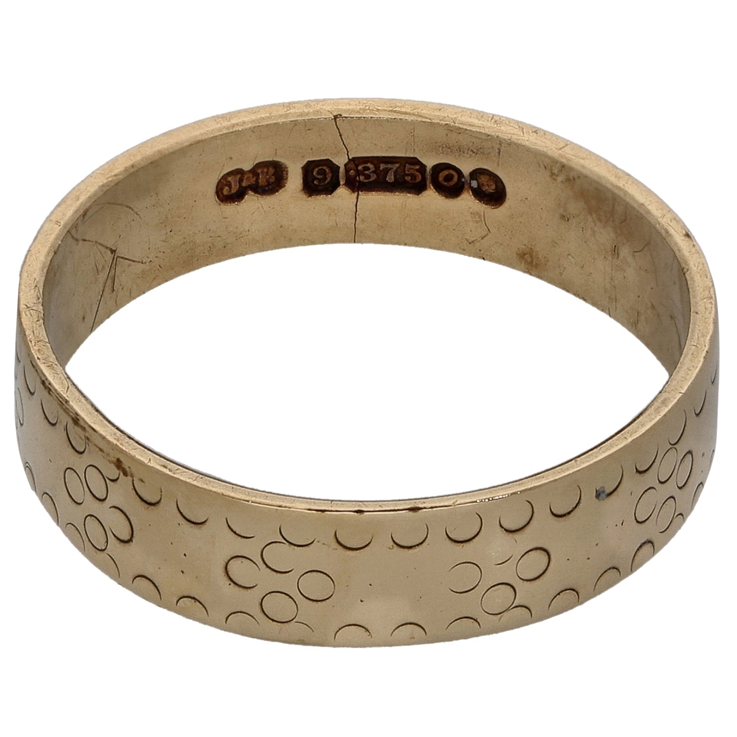 9ct Gold Patterned Wedding Ring Size O