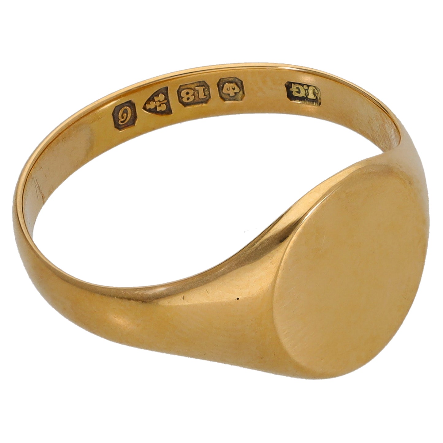 18ct Gold Plain Signet Ring Size T