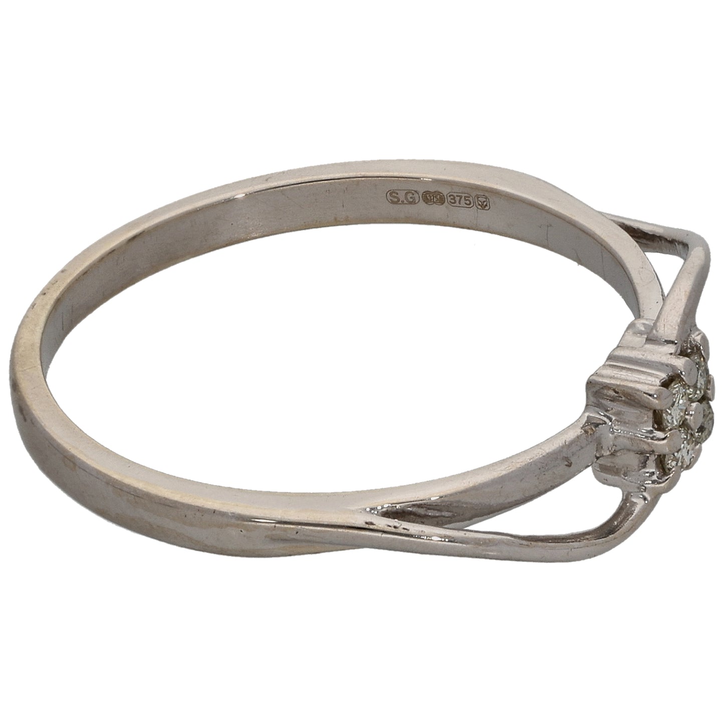 9ct White Gold 0.06ct Diamond Dress/Cocktail Ring Size Q