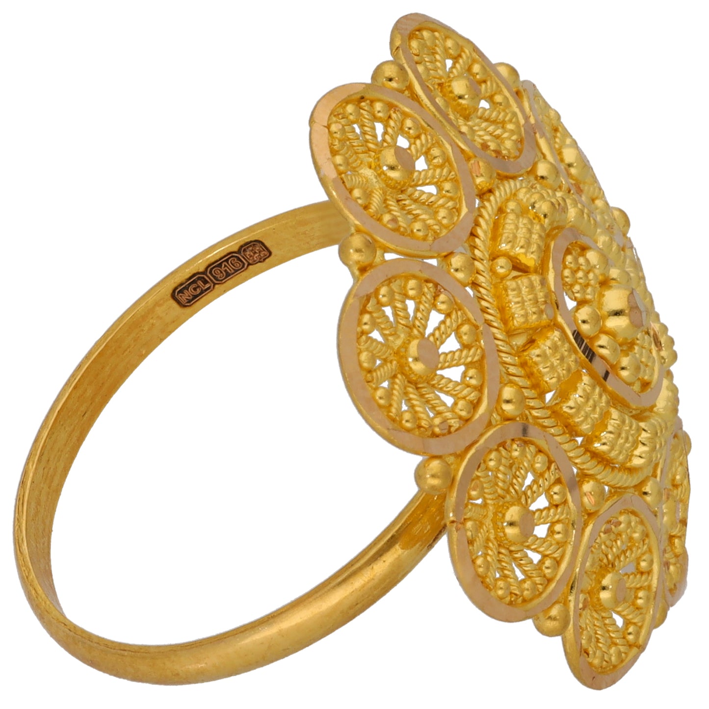 New 22ct Gold Floral Band Wrap Petal Ring