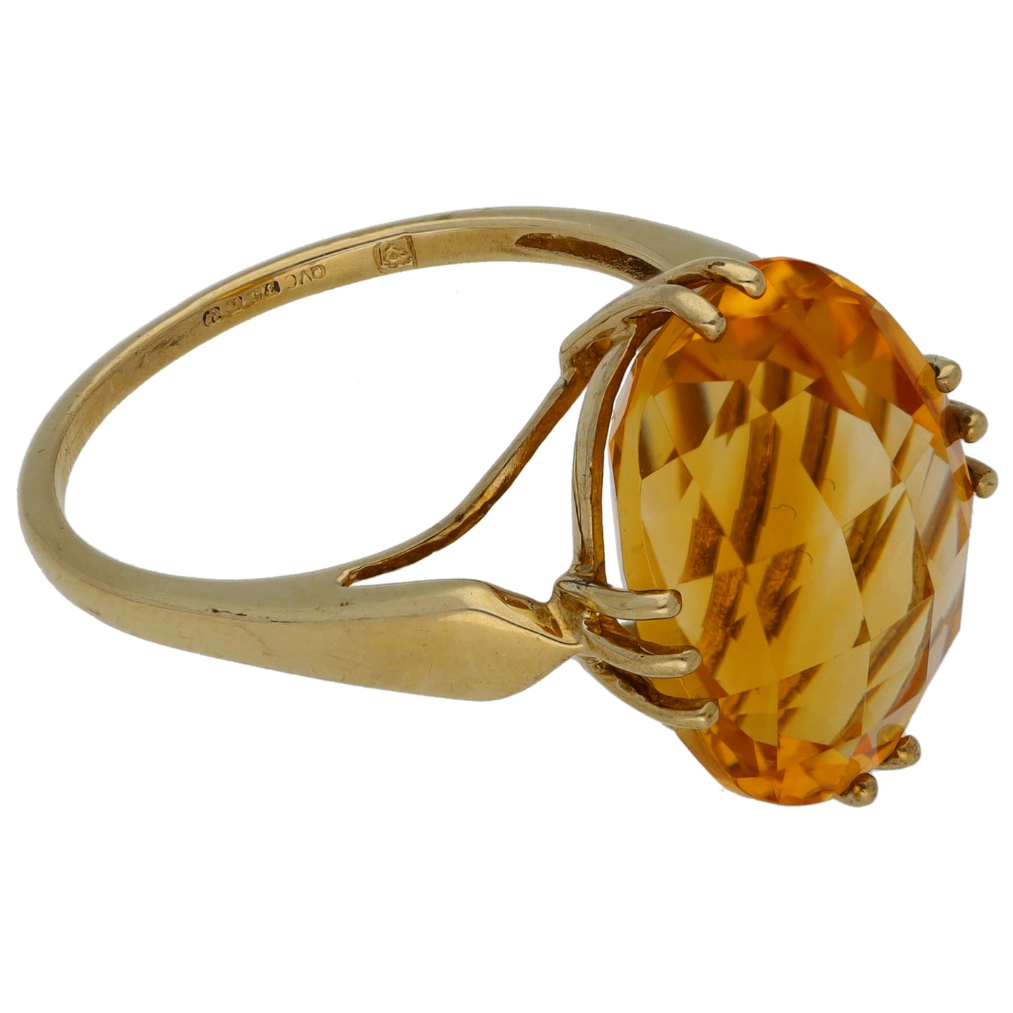 9ct Gold Citrine Dress/Cocktail Ring Size Q