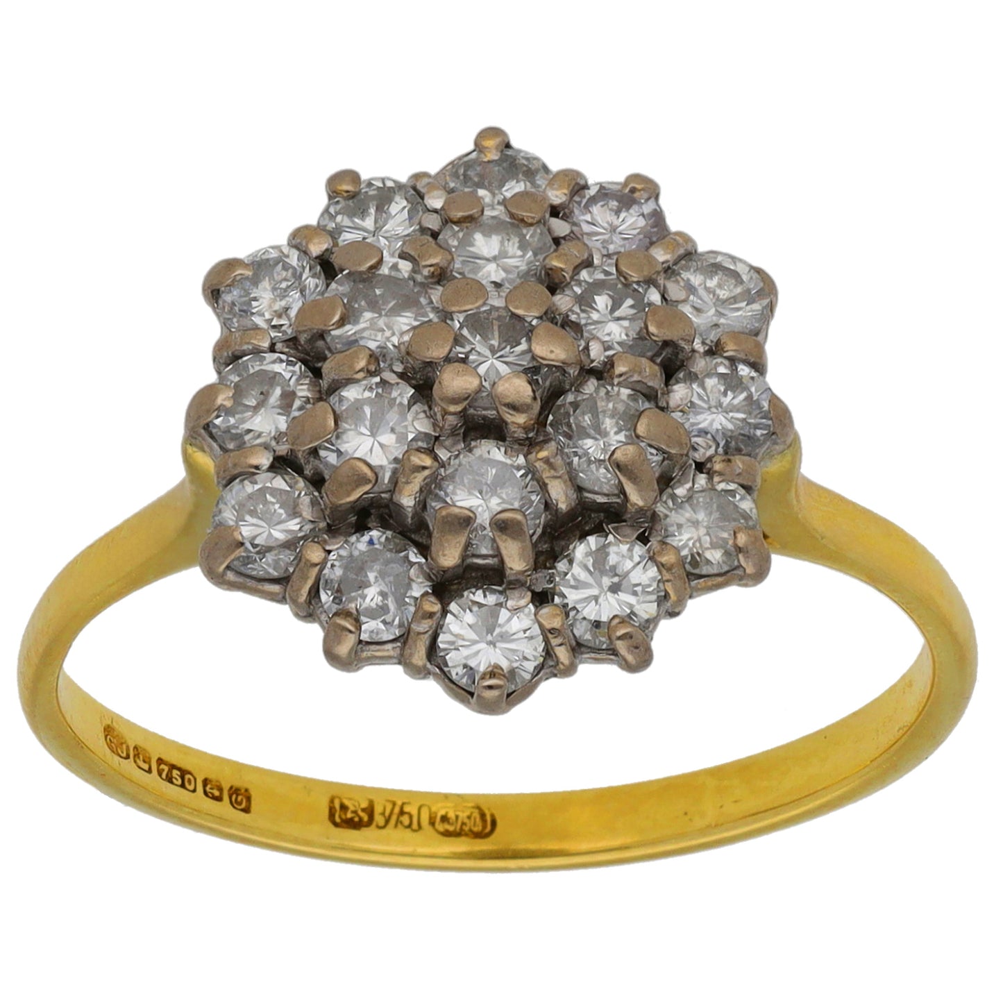 18ct Gold 0.57ct Diamond Cluster Ring Size P