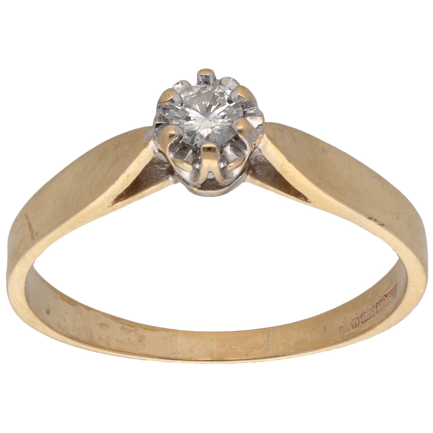 9ct Gold 0.15ct Diamond Solitaire Ring Size Q