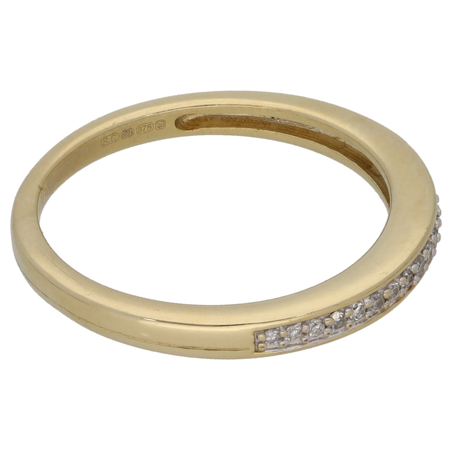 9ct Gold 0.06ct Diamond Half Eternity Ring Size L