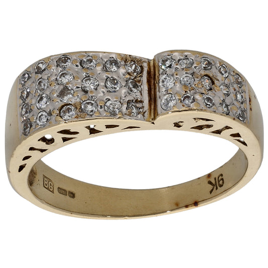 9ct Gold Cubic Zirconia Dress/Cocktail Ring Size L